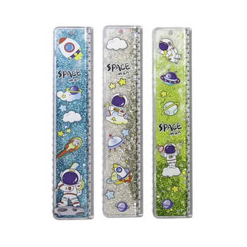 Лінійка 20 см пластик Космос, з глітером, асорті 3000-30