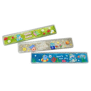 Лінійка 20 см пластик Динозаврики, з глітером, асорті 3000-45