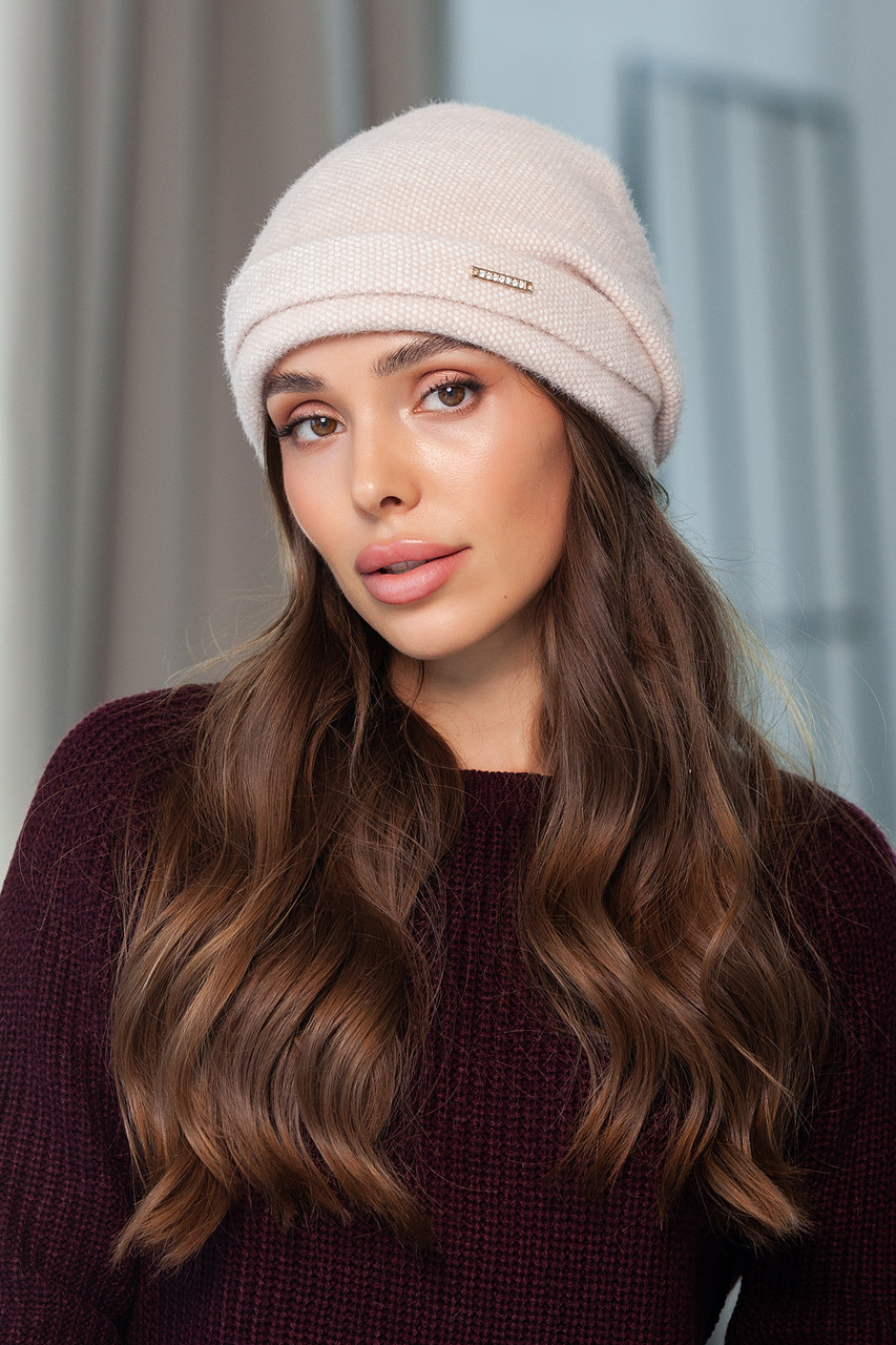 Шапка з екохутра "Даяна", колір бежевий