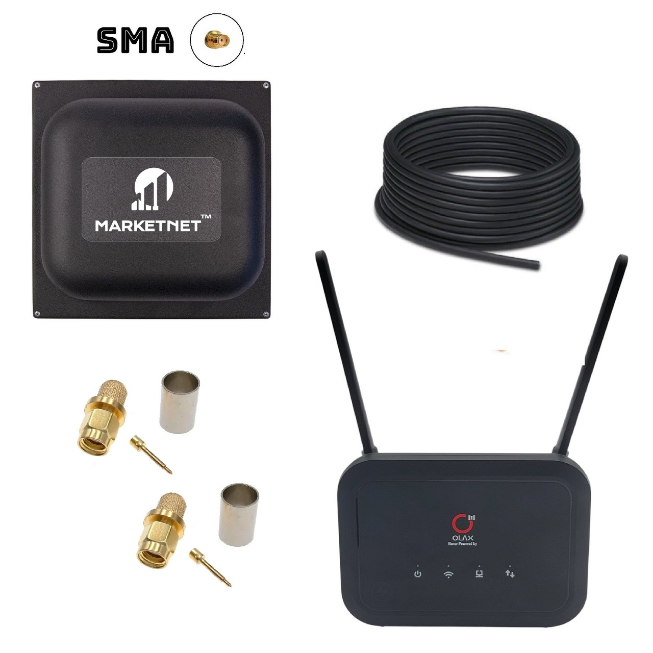 Комплект 4G LTE Wi-Fi роутер Olax AX8 Pro + 4G Антена MARKETNET Square SMA потужністю 21 dBi