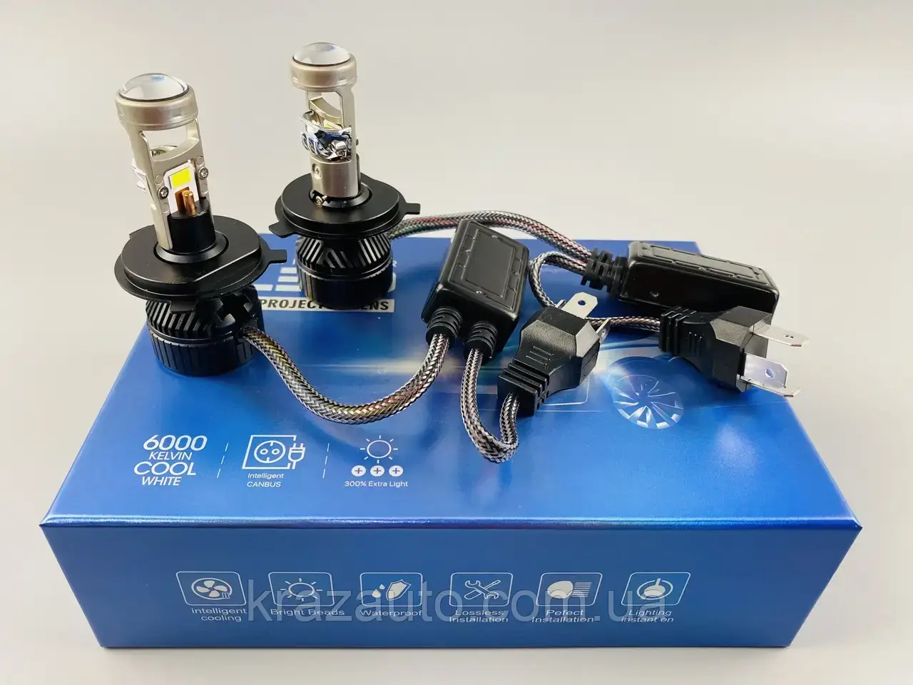 Світлодіодна лампа. H7 (к-кт 2 шт.) 12-36V 100W LED лінза, мінірозмір Premium. DTL-2820, фото 1