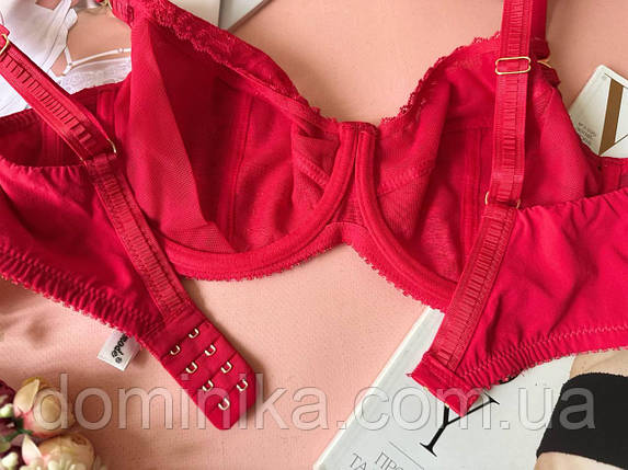 М’який бюстгальтер без поролону з ніжного мережива червоний, фото 2