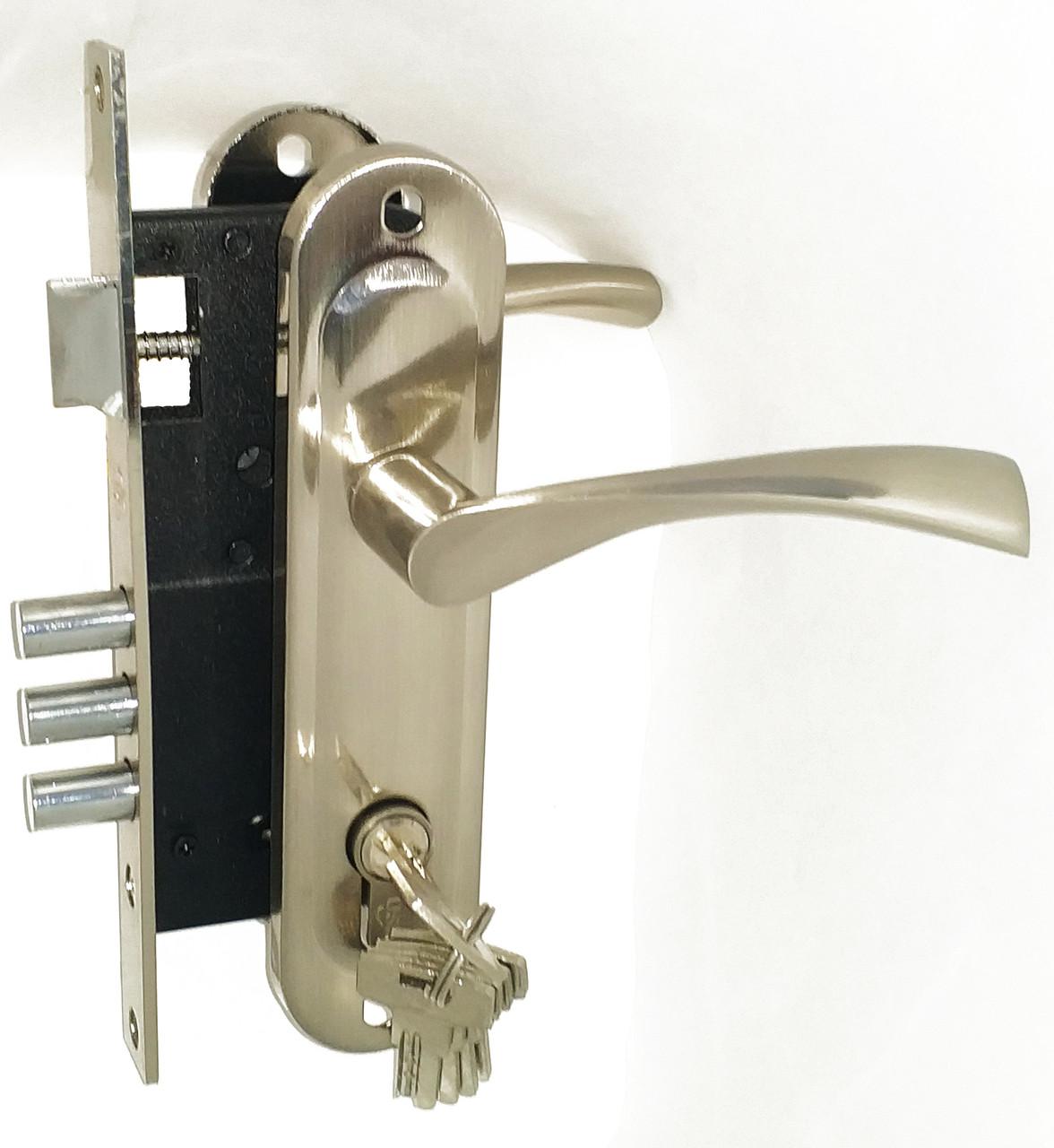 Замок врізний з ручками USK 70.012-45 (аналог Apecs 1523/60 BS45*70мм) Нікель, фото 1