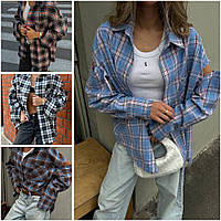 Рубашка женская клетка фланель Турция размер универсальный с-л
