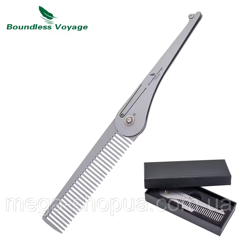 Титанова складна кишенькова гребінець для бороди, вусів та волосся, чоловіча, Titanium, компактна та міцна BV-200