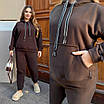 Спортивний костюм жіночий великого розміру теплий флісовий зимовий осінній з капюшоном, фото 4