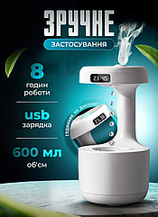 Зволожувач повітря для дому 12×22 см USB повітрязволожувач для дому портативний 600 мл з таймером Білий Lugi