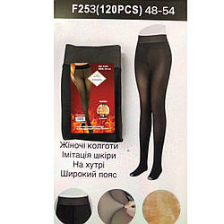 Жіночі колготи з хутром і широким поясом Полу- Батал (Імітація Кожі) "Фабричний Китай" Розміри: 48-54 (11051)