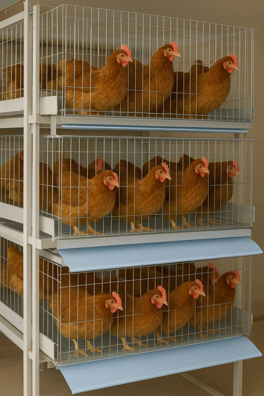 Клітка для несучок на 4 яруси з послідовидаленням на 160 голів, 20 кліток на 3200 голів, фото 1