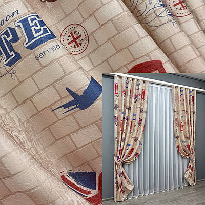 Комплект готових фото-штор. Колекція "Лондон". Колір різнокольоровий. Код 914ш