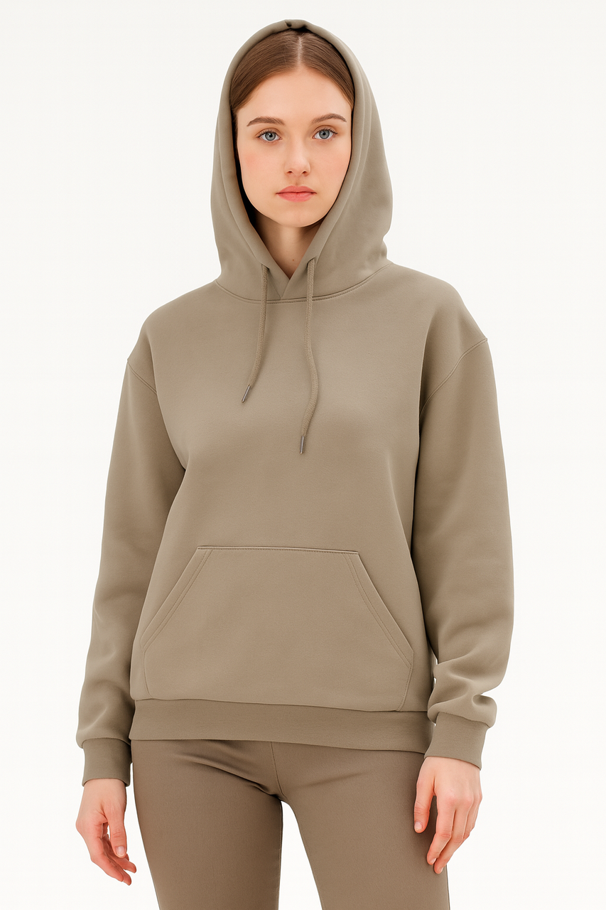 Худі жіноче напівбатал бежеве (5025), фото 1