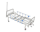 Ліжко медичне функціональне АТОН КФ-4-МП-БМ-ОП-Ш-К125 з металевими бильцями, огорожами, штативом, фото 2