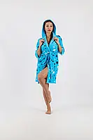 Стильний модний домашній одяг короткий бавовняний халат з капюшоном і зірковим візерунком