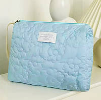 Косметичка женская мягкая Органайзер для косметики 18х20х8 см голубой цвет