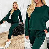 Костюм спортивний прогулянковий жіночий стильний на осінь світшот і штани однотонний базовий арт 2074