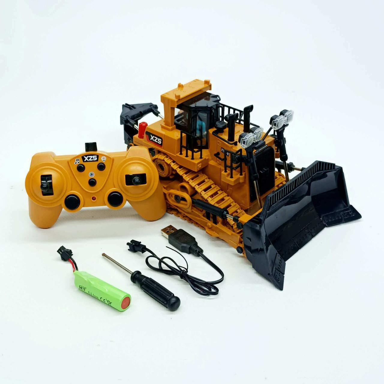 Бульдозер на радіоуправлінні TY 824 1:16 — гусеничний, з рухомим ковшем, підсвічуванням і акумулятором, фото 1