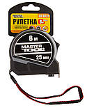 Рулетка MASTERTOOL 8 м 25 мм фіксатор полотна кнопка STOP нейлонове покриття металева накладка, фото 2