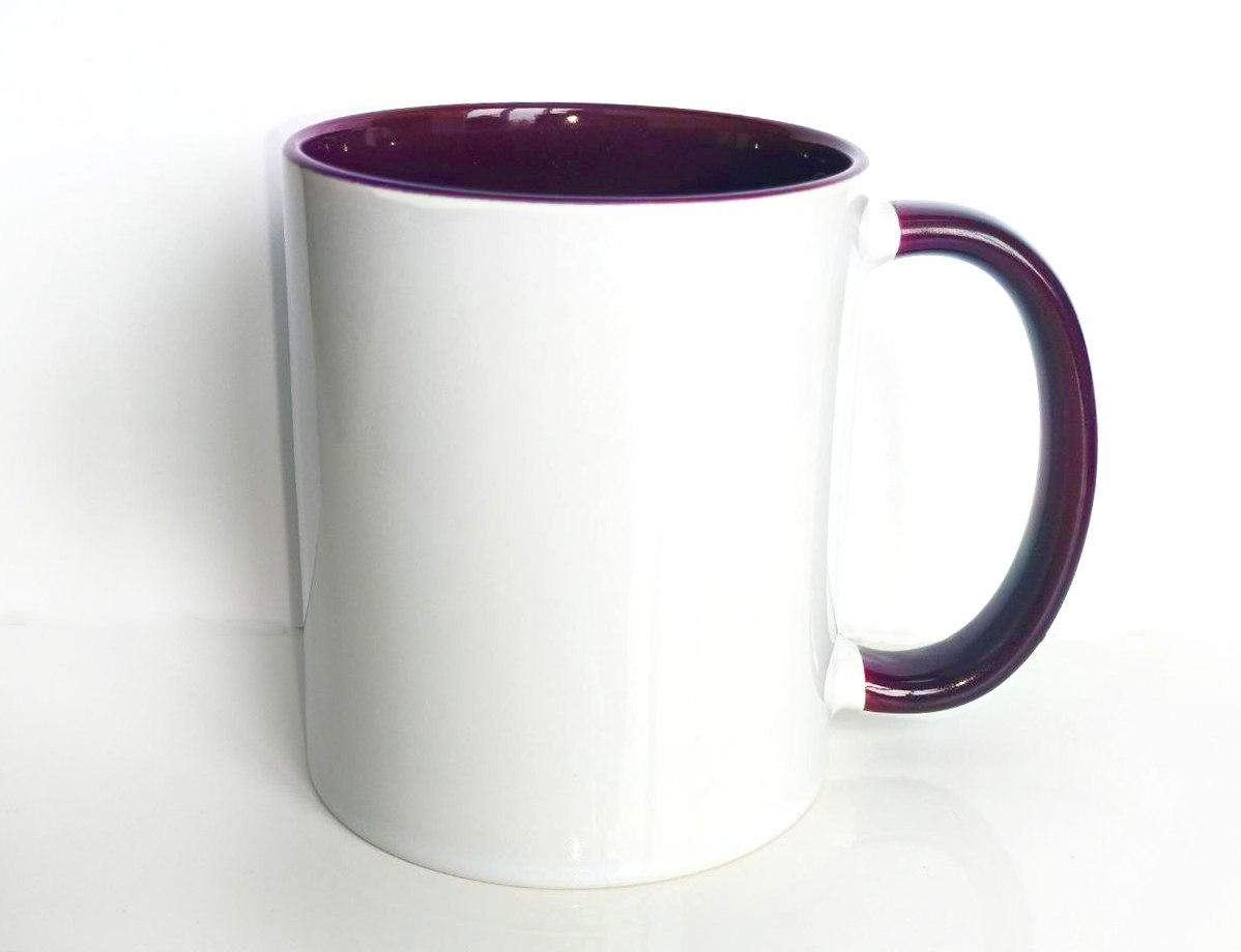 Кружка для сублімації кольорова всередині і ручка 330 мл (фіолетова)