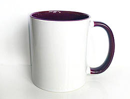 Кружка для сублімації кольорова всередині і ручка 330 мл (фіолетова)