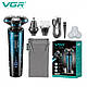 Електробритва VGR 3 в 1 V-303, 3 насадки, IPX7, LED display, фото 6