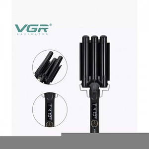 Потрійна плойка для завивання волосся VGR V-591 три хвилі діаметром 25 мм потужністю 125 Вт