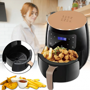 Аерофритюрниця з дисплеєм і чашею на 6 літрів для приготування без олії Maxtop 3600W Чорна