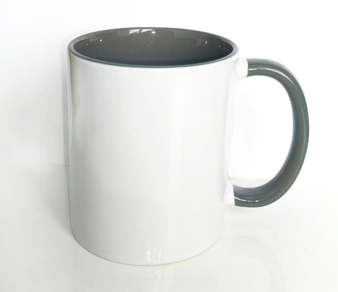 Кружка для сублімації кольорова всередині і ручка 330 мл (сіра)