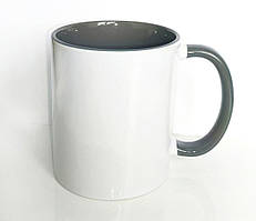 Кружка для сублімації кольорова всередині і ручка 330 мл (сіра)