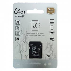 Картка пам'яті MicroSDHC 64 GB UHS-1 Class 10 T&G З адаптером