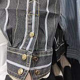 Сорочка чоловіча джинсова бавовна смуга довгий рукав кишені М чорна, фото 4