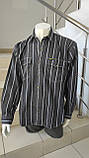 Сорочка чоловіча джинсова бавовна смуга довгий рукав кишені М чорна, фото 5