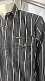 Сорочка чоловіча джинсова бавовна смуга довгий рукав кишені М чорна, фото 7