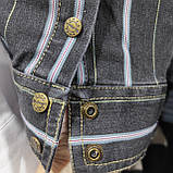 Сорочка чоловіча джинсова бавовна смуга довгий рукав кишені М чорна, фото 9