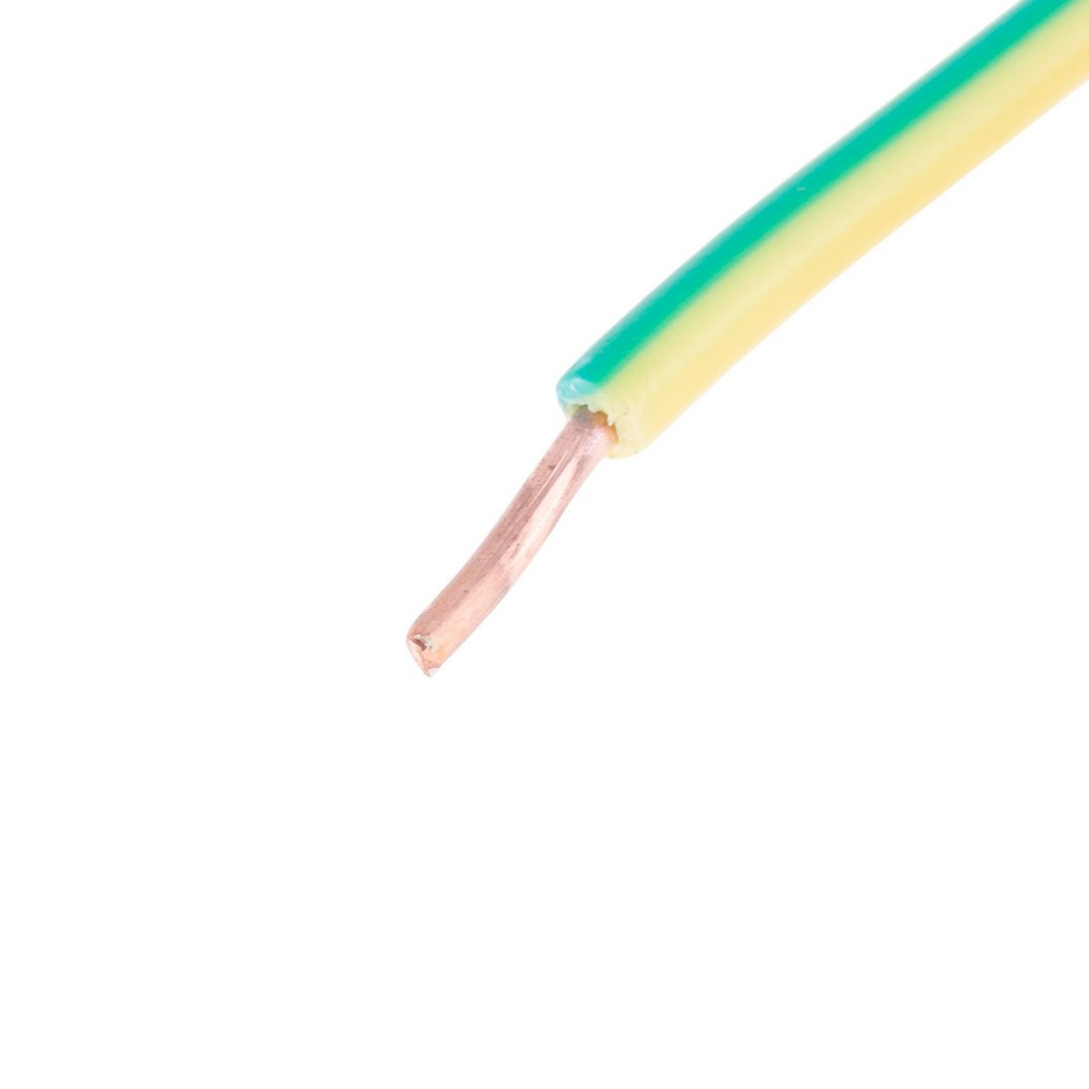 Дріт одножильний 0.5mm2 (20AWG, 1xD0.8 mm) жовто-зелений, 1 м