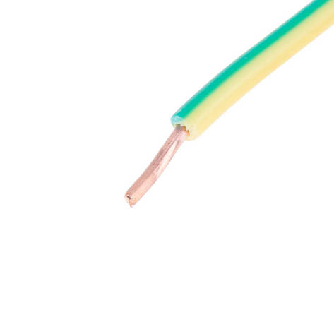 Дріт одножильний 0.5mm2 (20AWG, 1xD0.8 mm) жовто-зелений, 1 м, фото 1