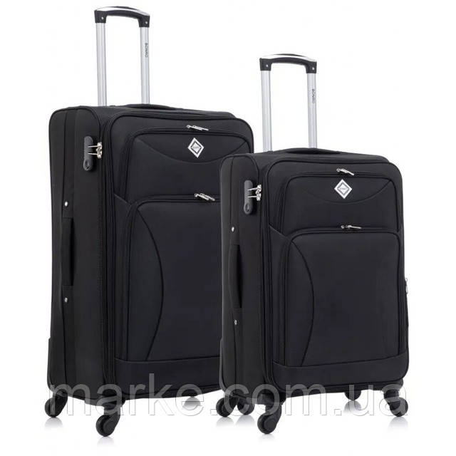 Bonro Tourist валіза чорна текстильна тканинна набір 2 штуки ( середня і велика ) (mrk), фото 1