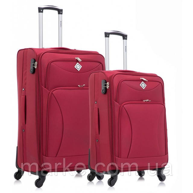 Bonro Tourist валіза червона вишнева текстильна тканинна набір 2 штуки ( середня і велика ) (mrk), фото 1