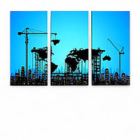 Настінний декор для офісу Картина Карта світу абстрактна Друк на полотні 90х60см із 3х частин, фото 2