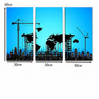 Настінний декор для офісу Картина Карта світу абстрактна Друк на полотні 90х60см із 3х частин, фото 4