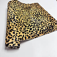 Полотно преміум натуральна шкіра з кінським волоссям та принтом леопард (30х60 см)