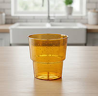 Склоподібний одноразовий стакан без ніжки 200 мл помаранчевий, склопластиковий посуд для напоїв та десертів