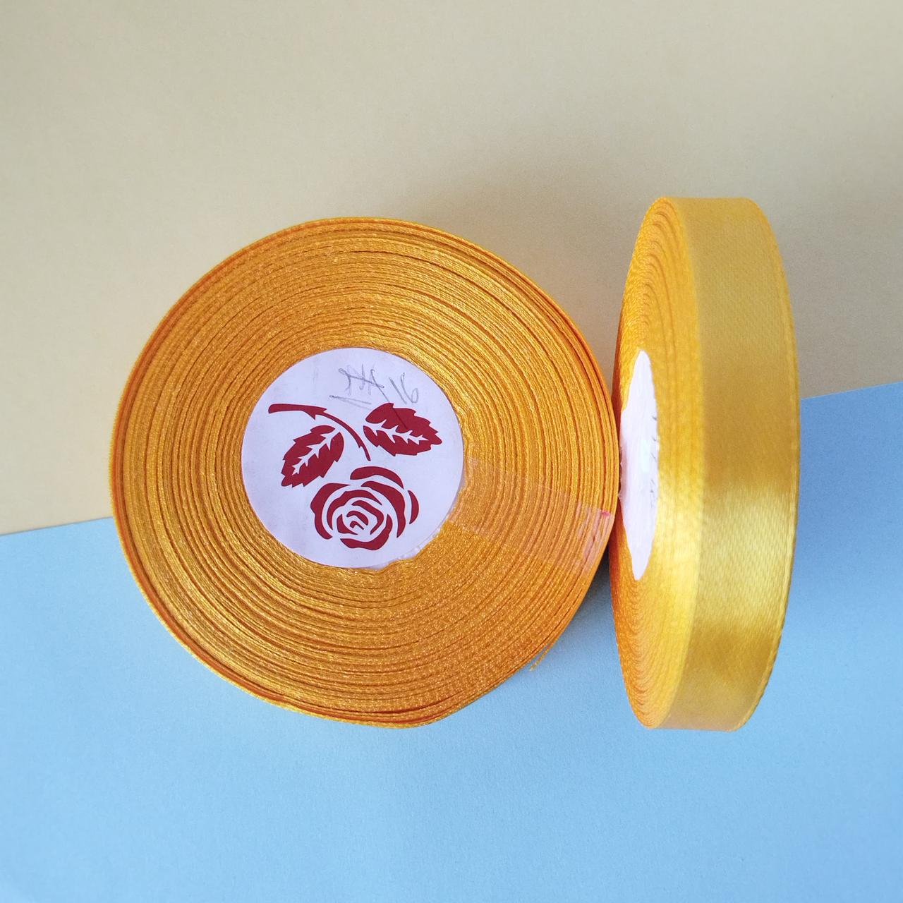 Стрічка атласна №16 жовто-гарячий завширшки 1,2 см, фото 1