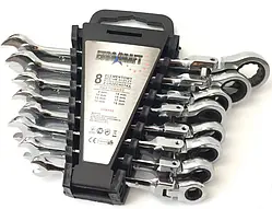Набір ключів ріжково-накидних з тріскачкою Euro Craft 8 шт. 8-19 мм