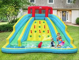 Надувна водна гірка Costway Summer зі стійкою для скелелазіння двостороння