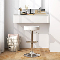 Барний стілець Costway Loreto з м'яким круглим сидінням білий