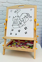 Дитячий мольберт двосторонній магнітний Мольберт для малювання Дошка для малювання Дерев'яний мольберт для дітей