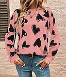 Гарний жіночий світшот з сердечками, фото 2