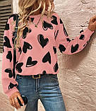 Гарний жіночий світшот з сердечками, фото 3