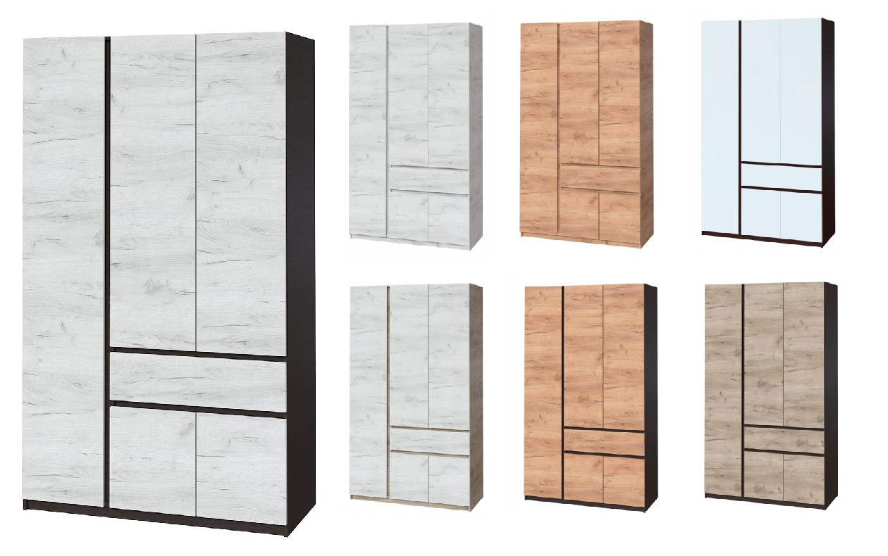 Шафа трьохдверна розпашна Брайт 1221 венге/дуб крафт білий, фото 1