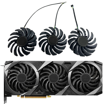 Вентилятор (кулер) Power Logic 56435 для відеокарти MSI RTX 3060-3090 Ventus комплект 3шт (PLD09210S12HH), фото 1